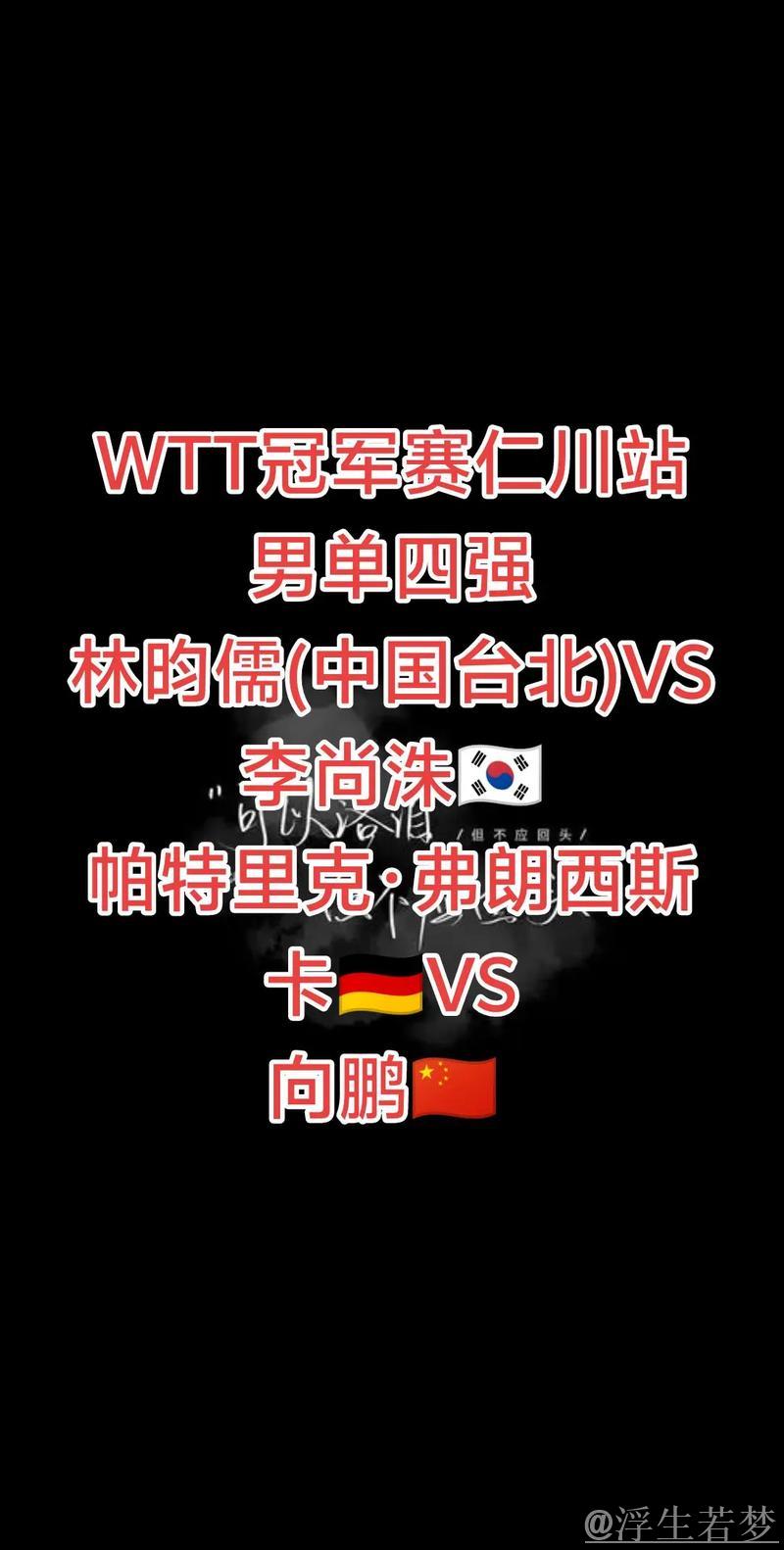 中国乒乓球队4人晋级WTT仁川冠军赛16强
